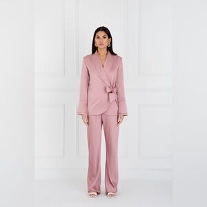 Sinead Keary Lydia Millen Sarah Wrap Blazer & Sandra Trousers Dusty Pink US sz12
